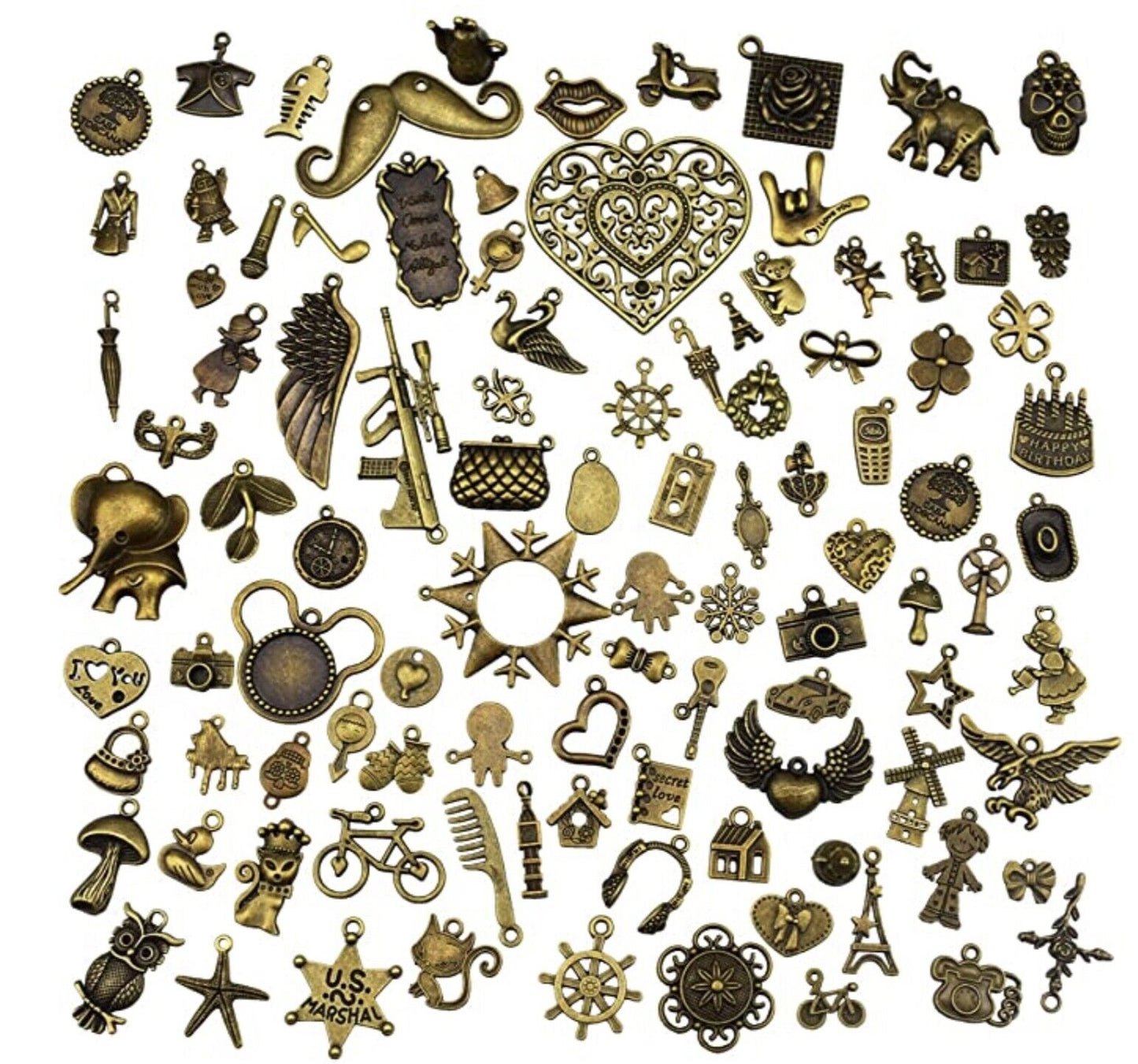 30x Mix Random Design Antique Tibetan Style Metal Charms & Pendants