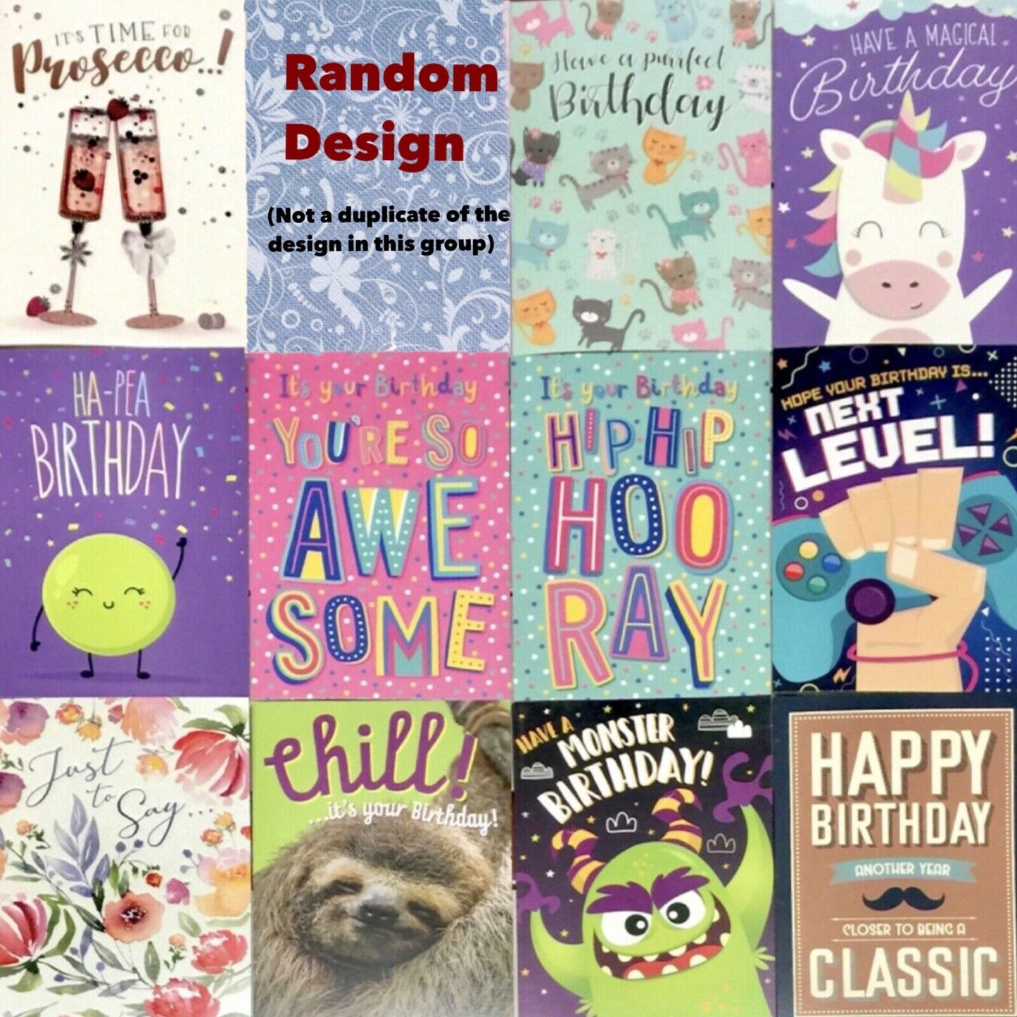 Pack of 12 Mix Greeting Cards for Most Occassions - Pick Your Design Set