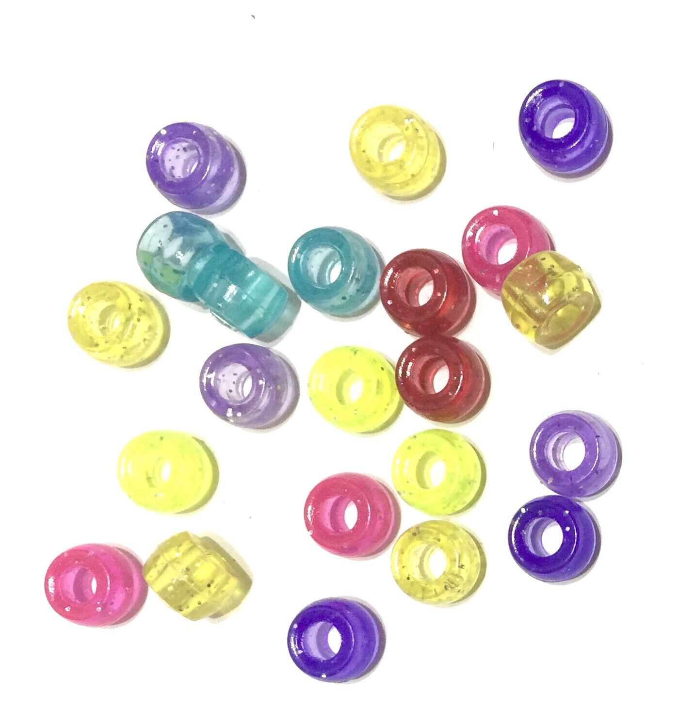 200x Mix Coloured Acrylic Pony Beads - Choose Between Glitter, Opaque, Metallic