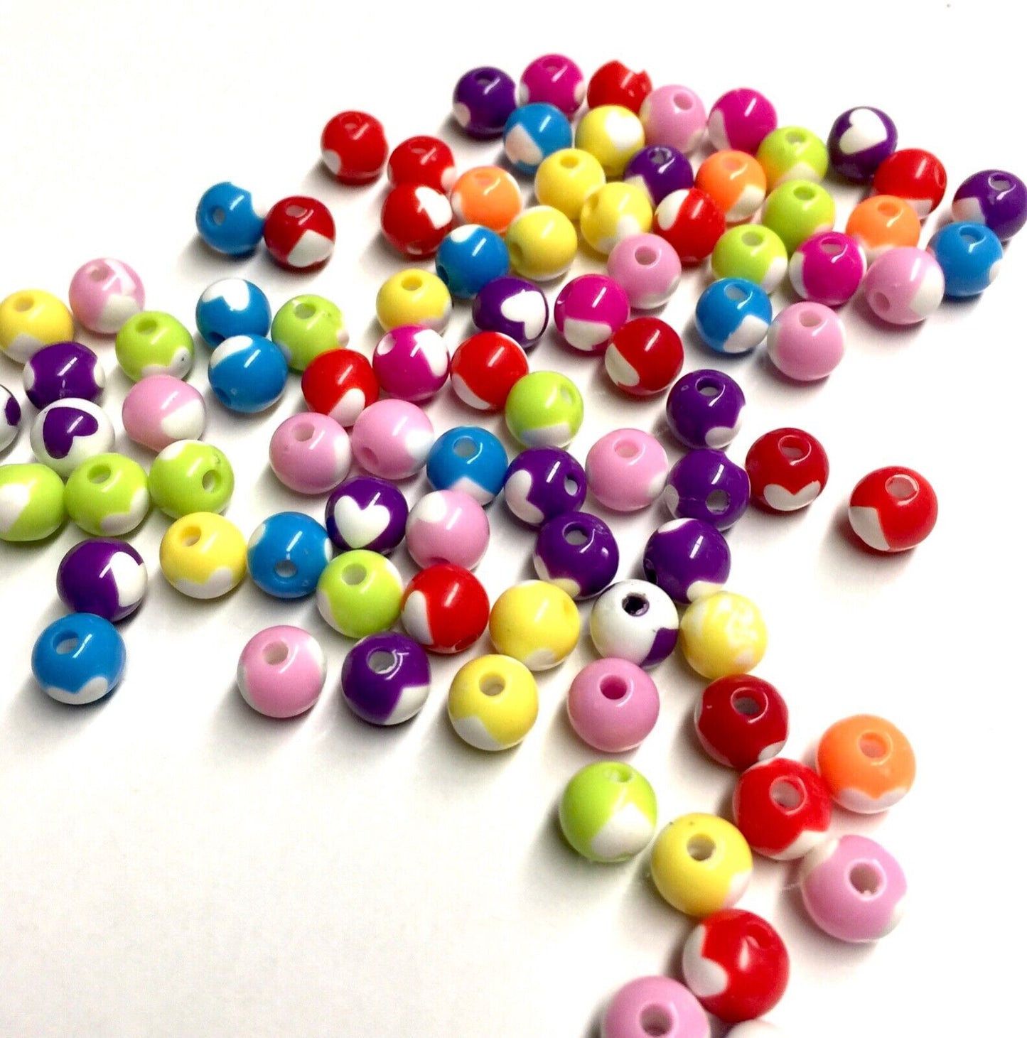 100x Heart Shape and Heart Design Acrylic Spacer Beads - Pick Your Style