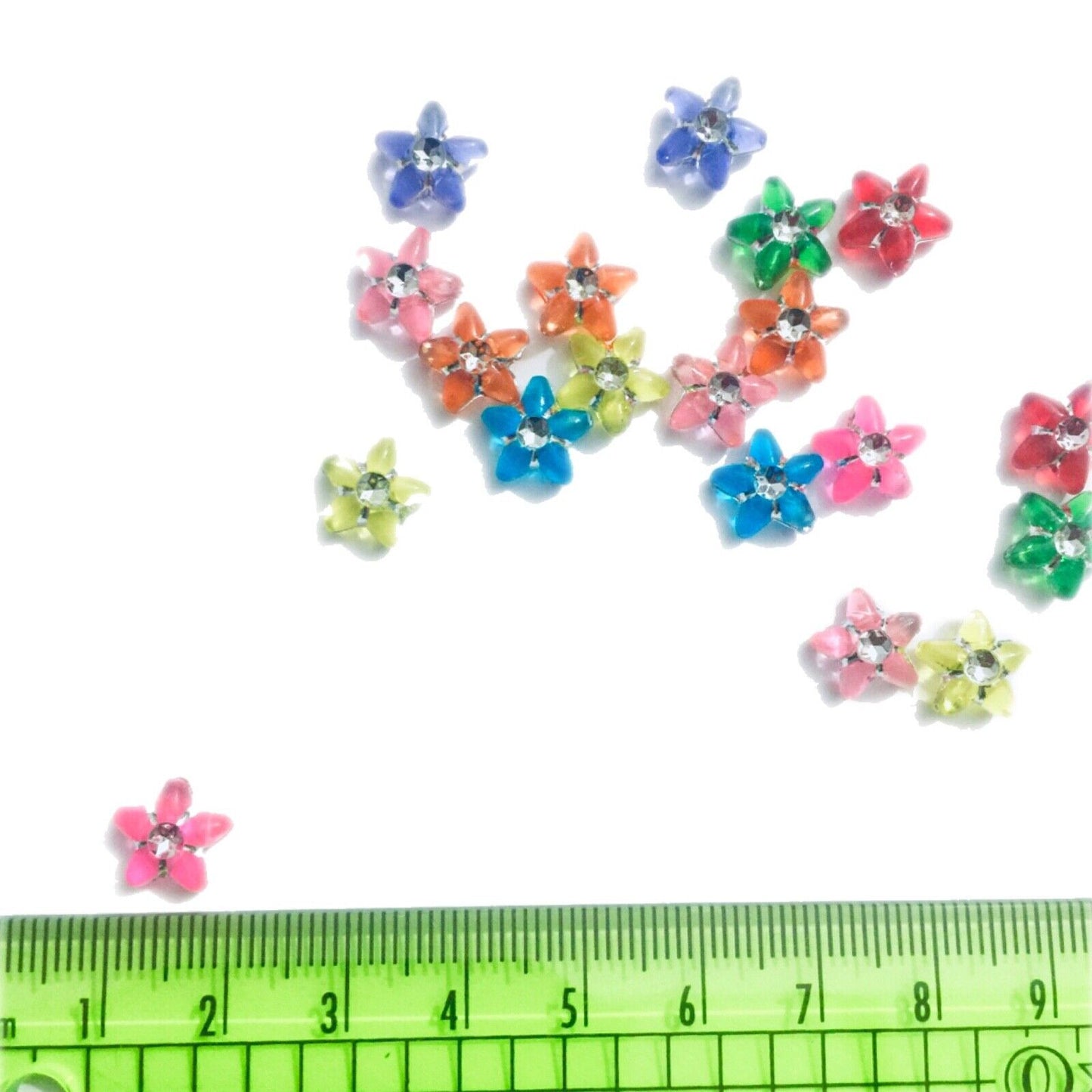 200x Mix Coloured 10MM Star Diamanté Beads - Pick Your Style