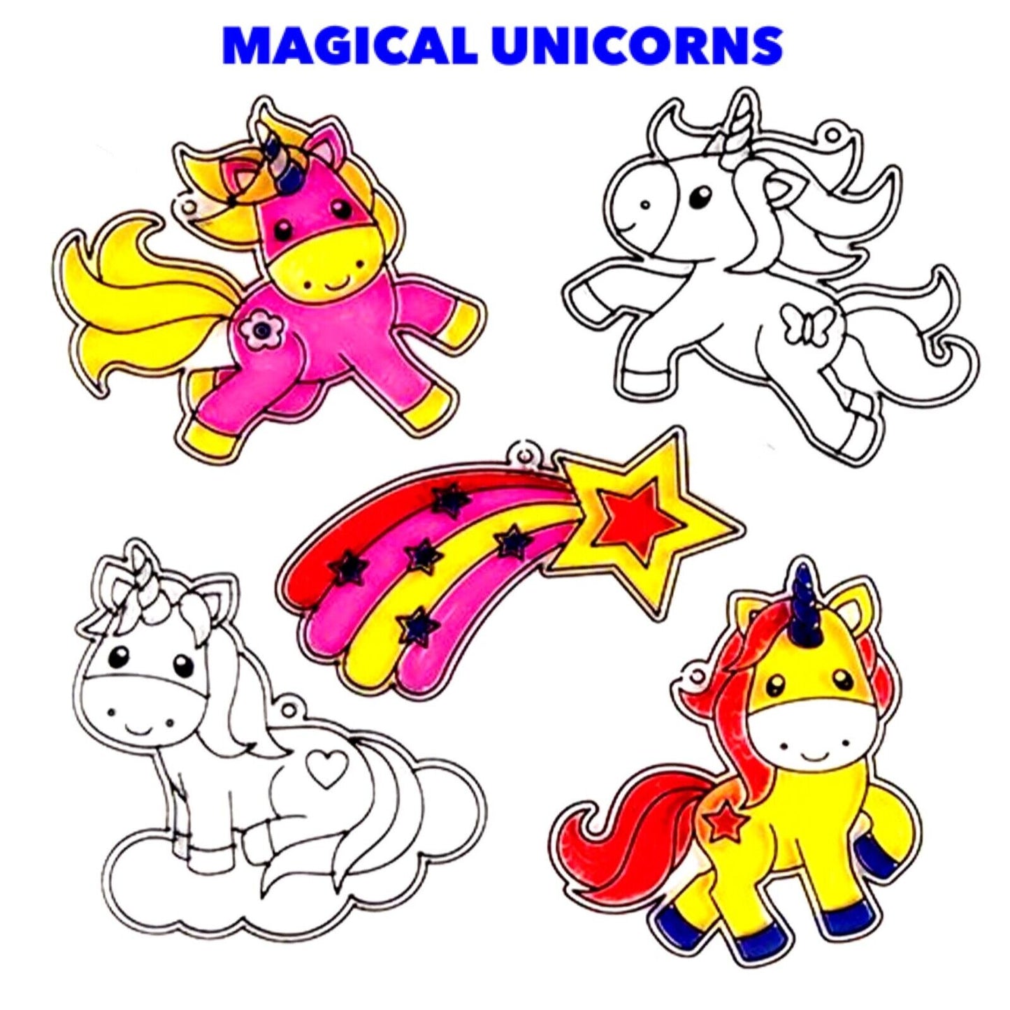1x Cute Animals or Mythical Creatures Paint Your Own Suncatcher DIY Kit