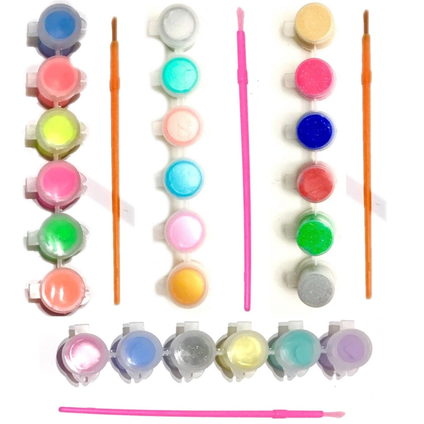 1x Set of 6 Mini Ready Mix Paint Pots w/ Brush - Pick you Colour Theme