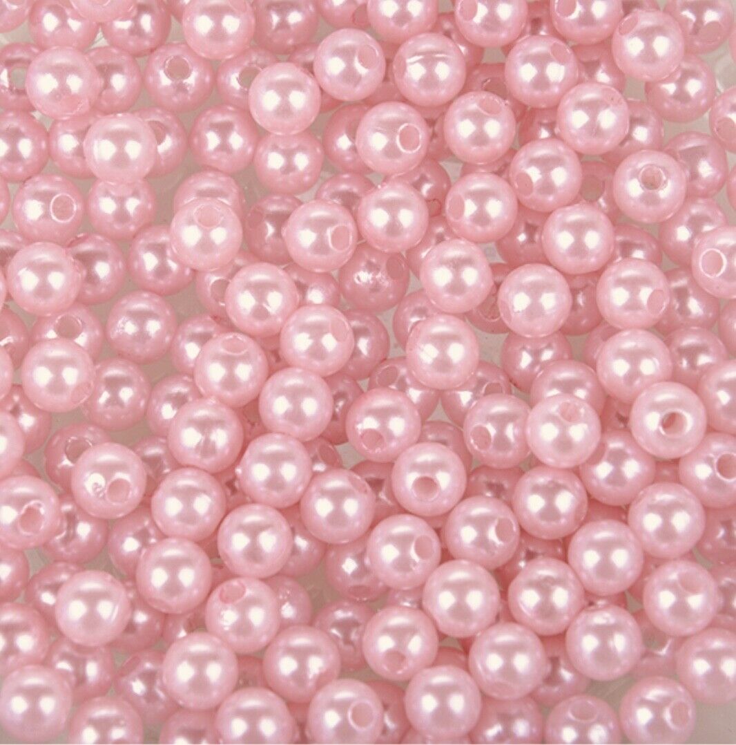 200x Acrylic 6mm Faux Pearl Beads - Choose Your Colour