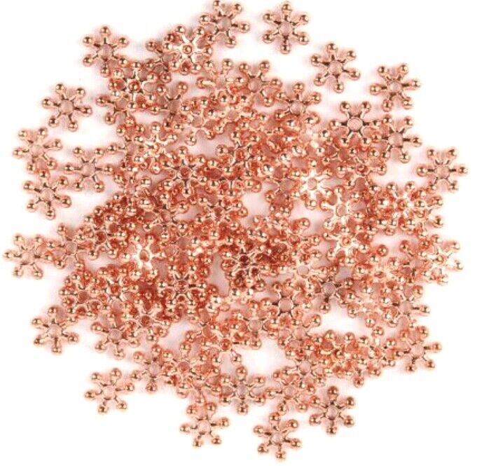100x Metallic Snowflakes 8mm Spacer Beads Acrylic Spacer Beads