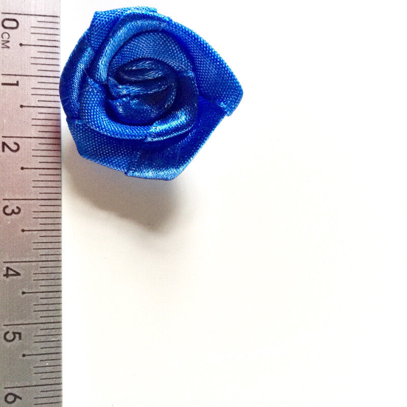 20x Handmade 20mm Satin Rose Flower Ribbon Decoration Applique -Pick Your Colour