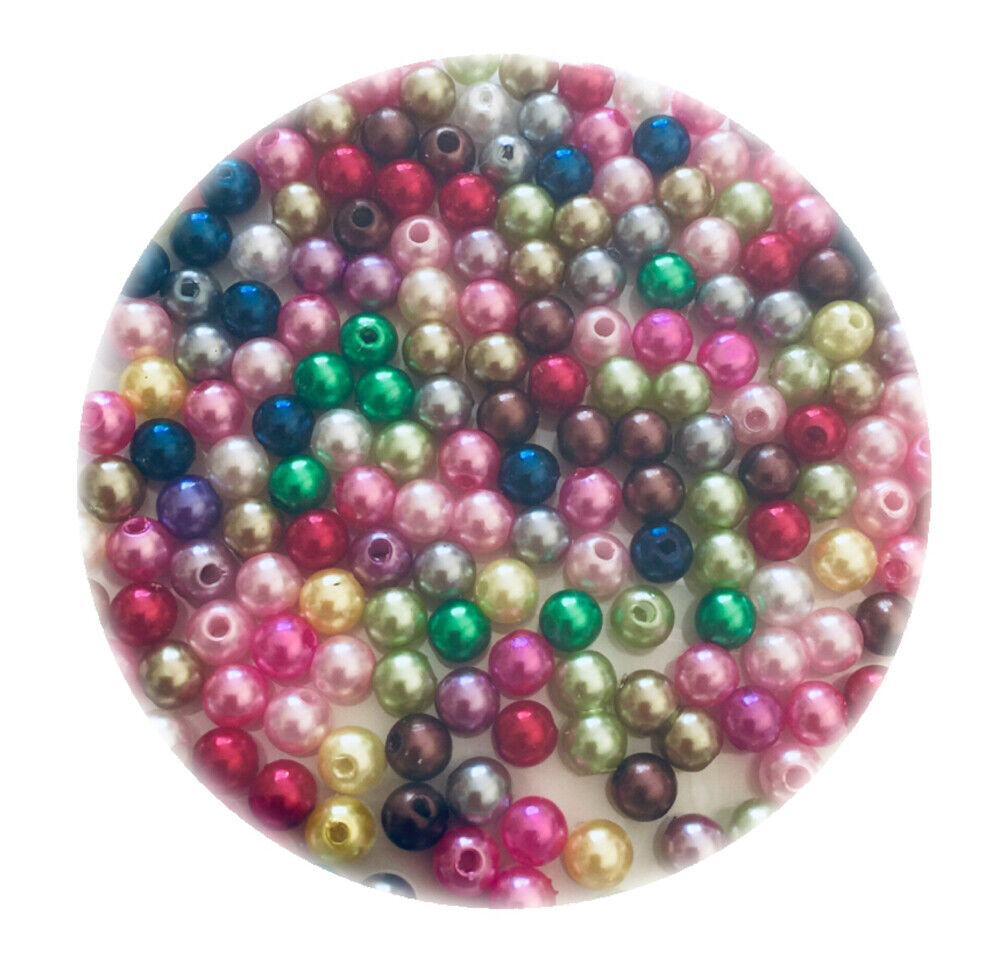 200x Acrylic 6mm Faux Pearl Beads - Choose Your Colour