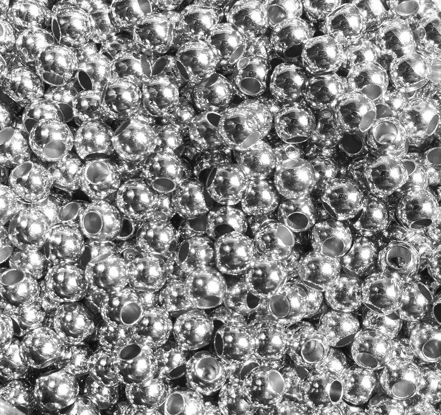 150x Large Hole 6mm Metallic Acrylic Spacer Beads for Jewellery Making