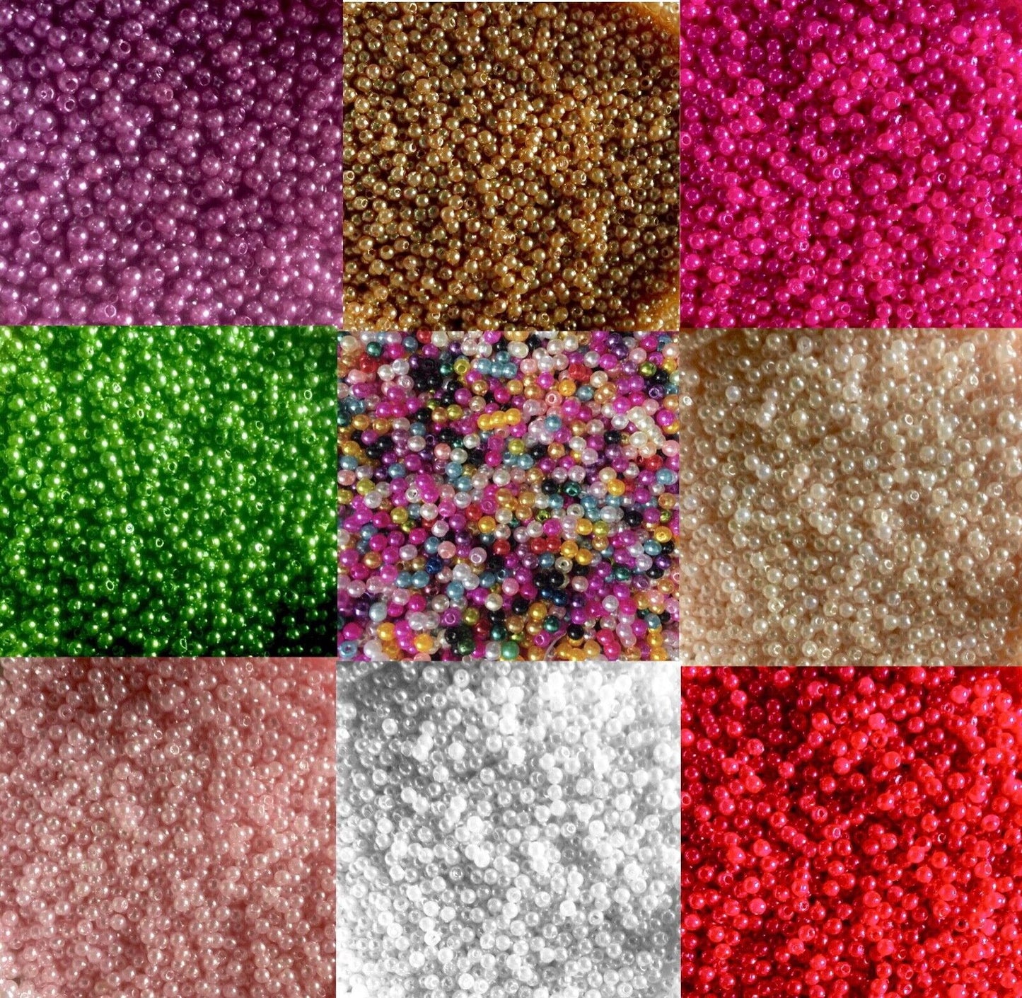 1000x Tiny 3mm Acrylic Faux Pearl Beads for Jewellery Making - Pick Your Colour