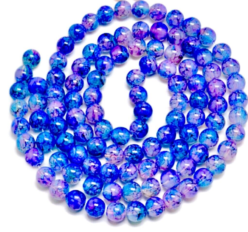 130 pcs 1x Strand Baking Painted 6mm Glass Beads for Jewellery Making Craft