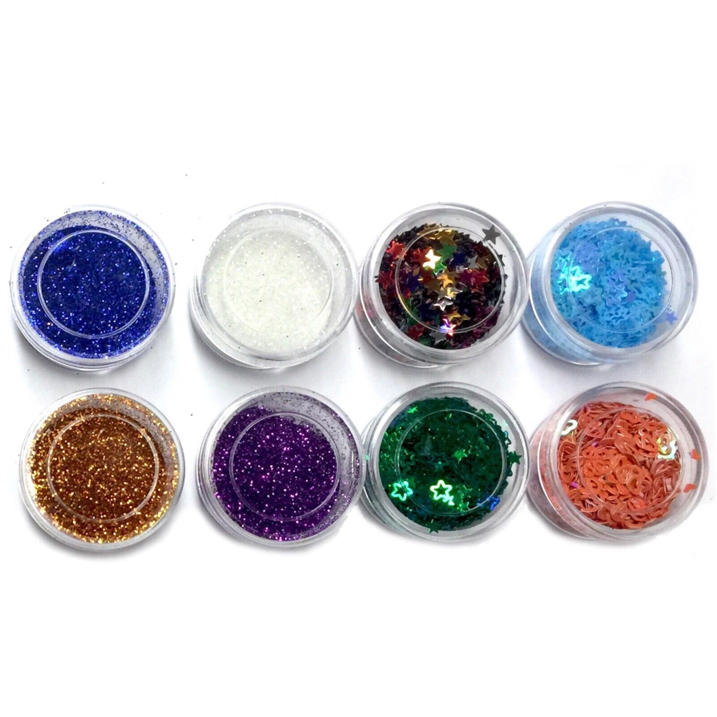 8x Mini Pots of Multi Colour Glitters & Sequins for Shaker Cards & Crafts