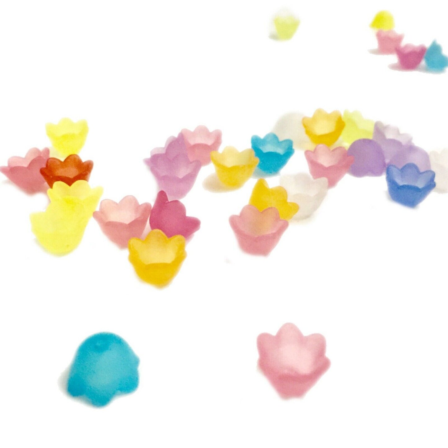 100x Frosted Acrylic Flower Bead Caps 6mm or 8mm - Choose Your Design