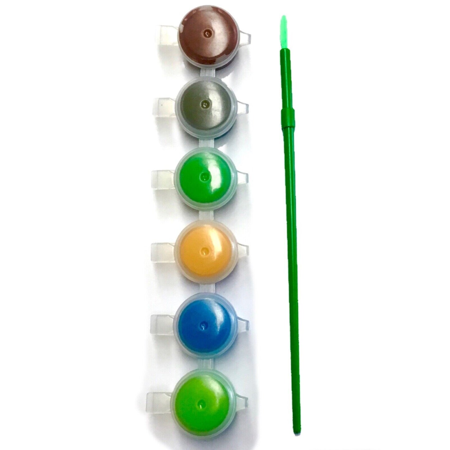 1x Set of 6 Mini Acrylic Paint Pots with Brush - 9 Colour Sets to Choose