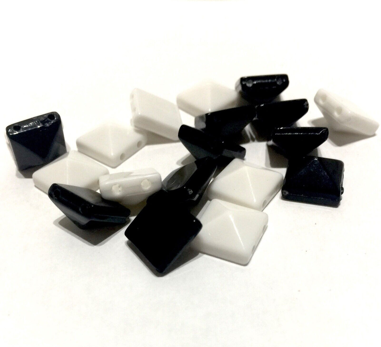 100x Pyramid 10x10mm 2 Hole Flat Back Acrylic Beads for Crafting -Pick Ur Colour