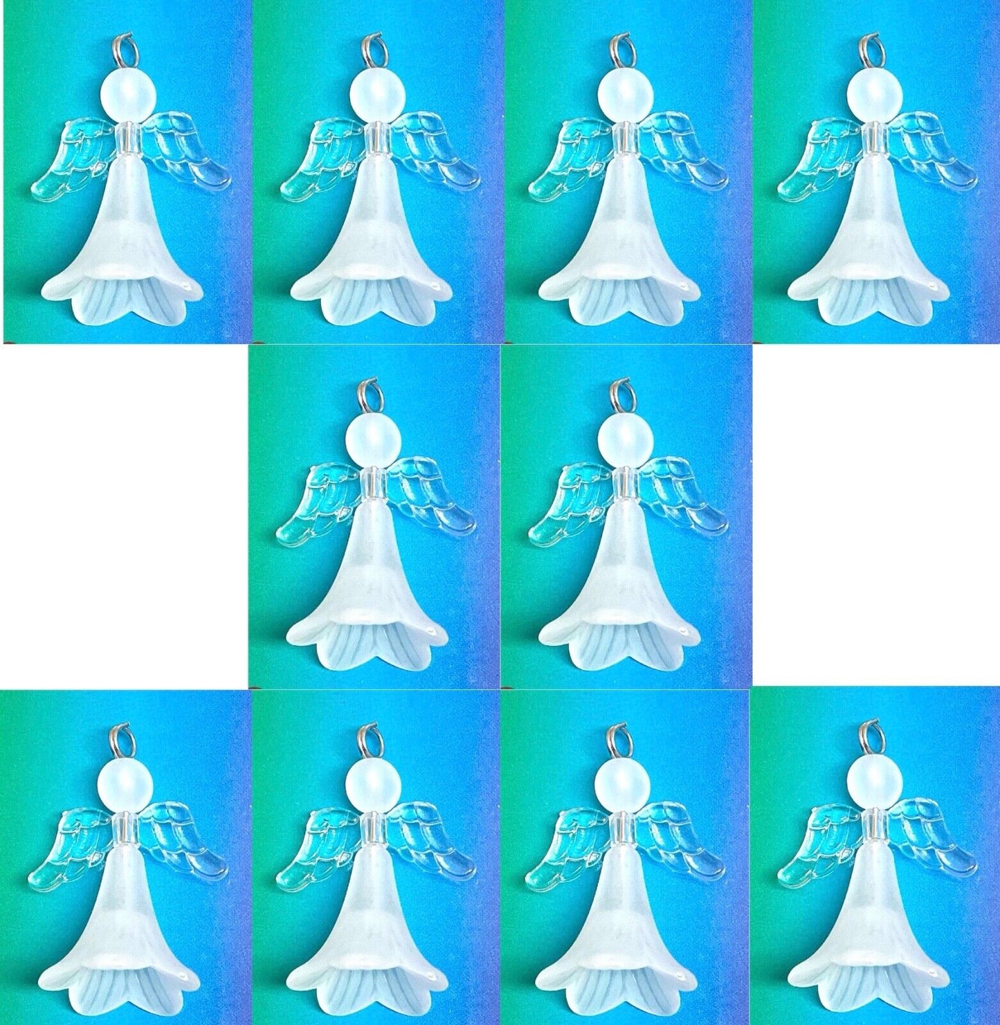 10pcs Make Your Own 40mm Tall Frosted White Guardian Angel Charm DIY Kit