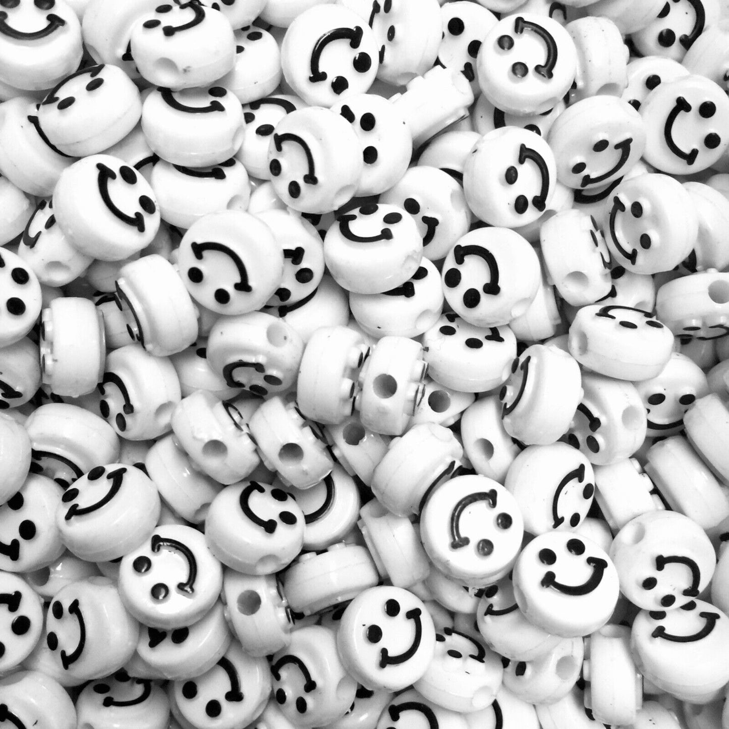 100x Smiling Beads Flat Round Disc 10mmx5mm for Jewellery Making -Pick Your Colour