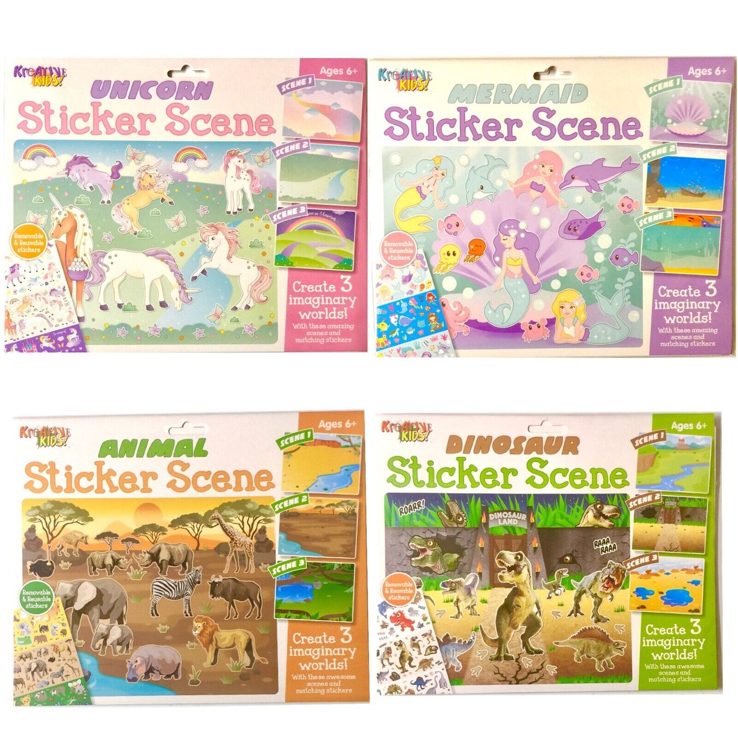 Create Your Own Sticker Scene (3x Scene per Pack) -Pick Between Unicorn, Mermaid