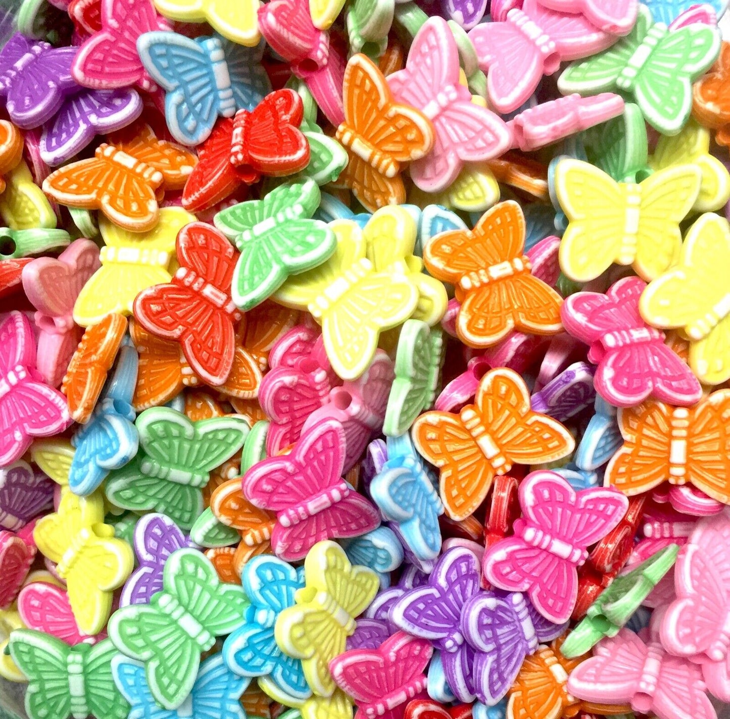 100 pcs Flowers and Butterfly Acrylic Charm and Beads - Pick Your Design
