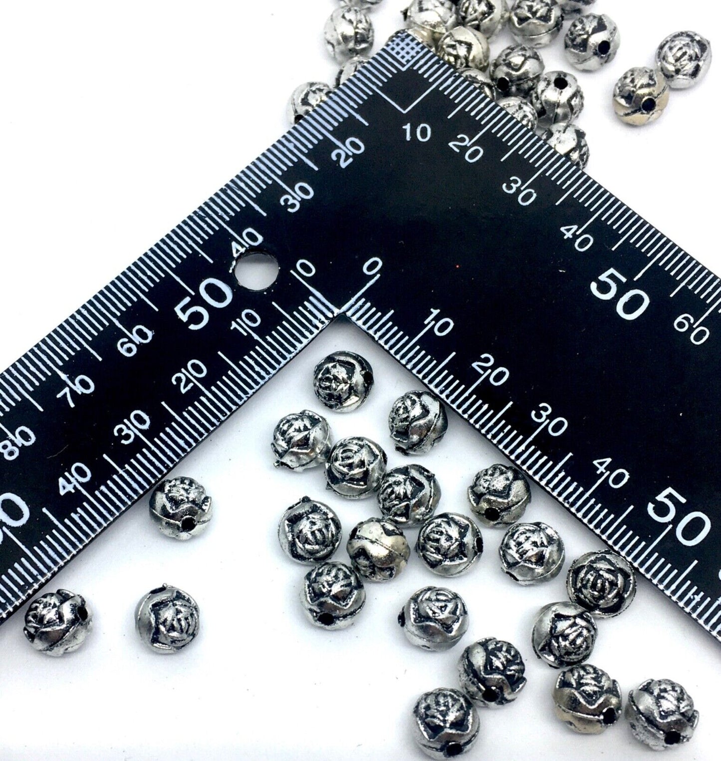 100x Antique Silver Gold Tibetan Style Acrylic Spacer Beads for Jewellery Making