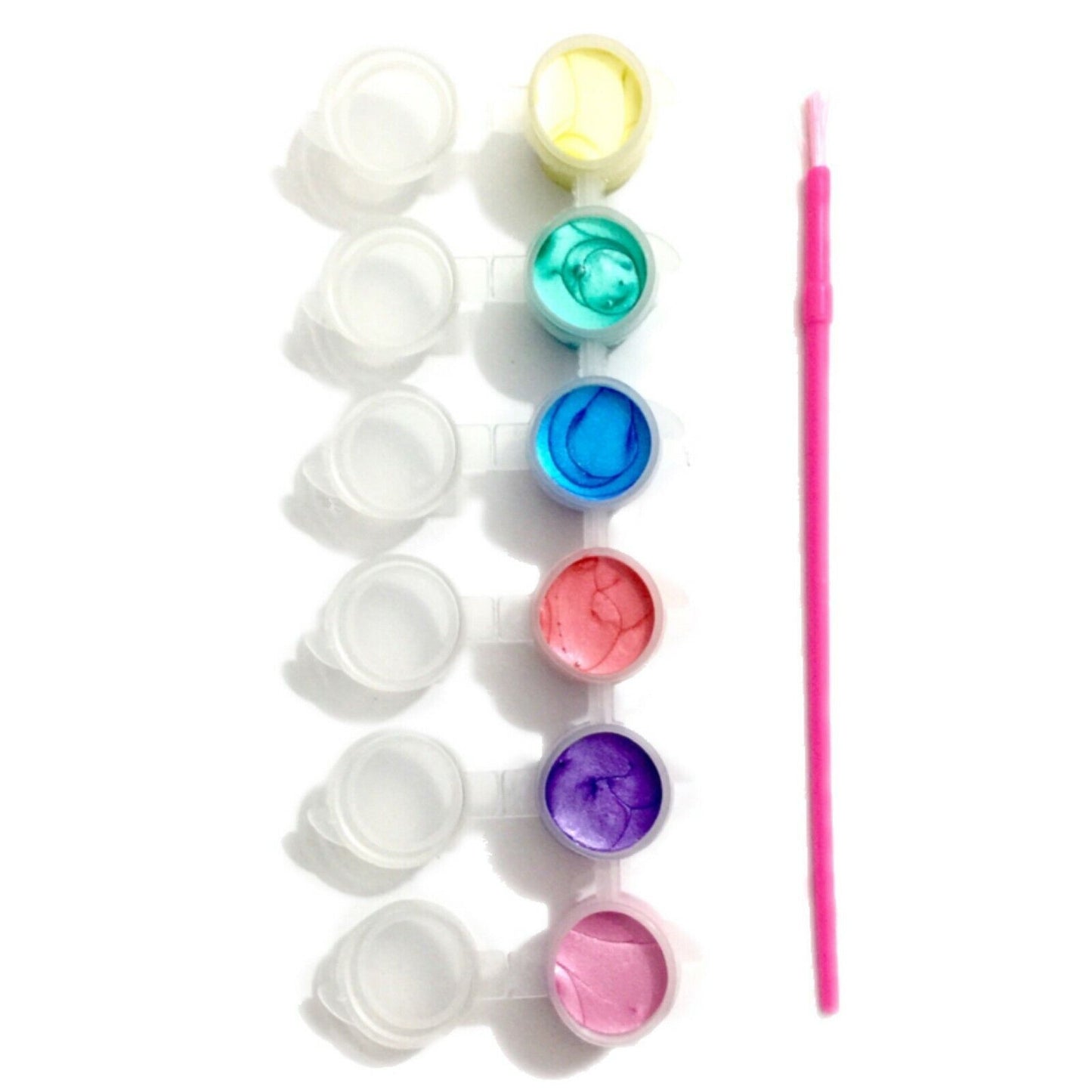 1x Set of 6 Mini Acrylic Paint Pots with Brush - 9 Colour Sets to Choose