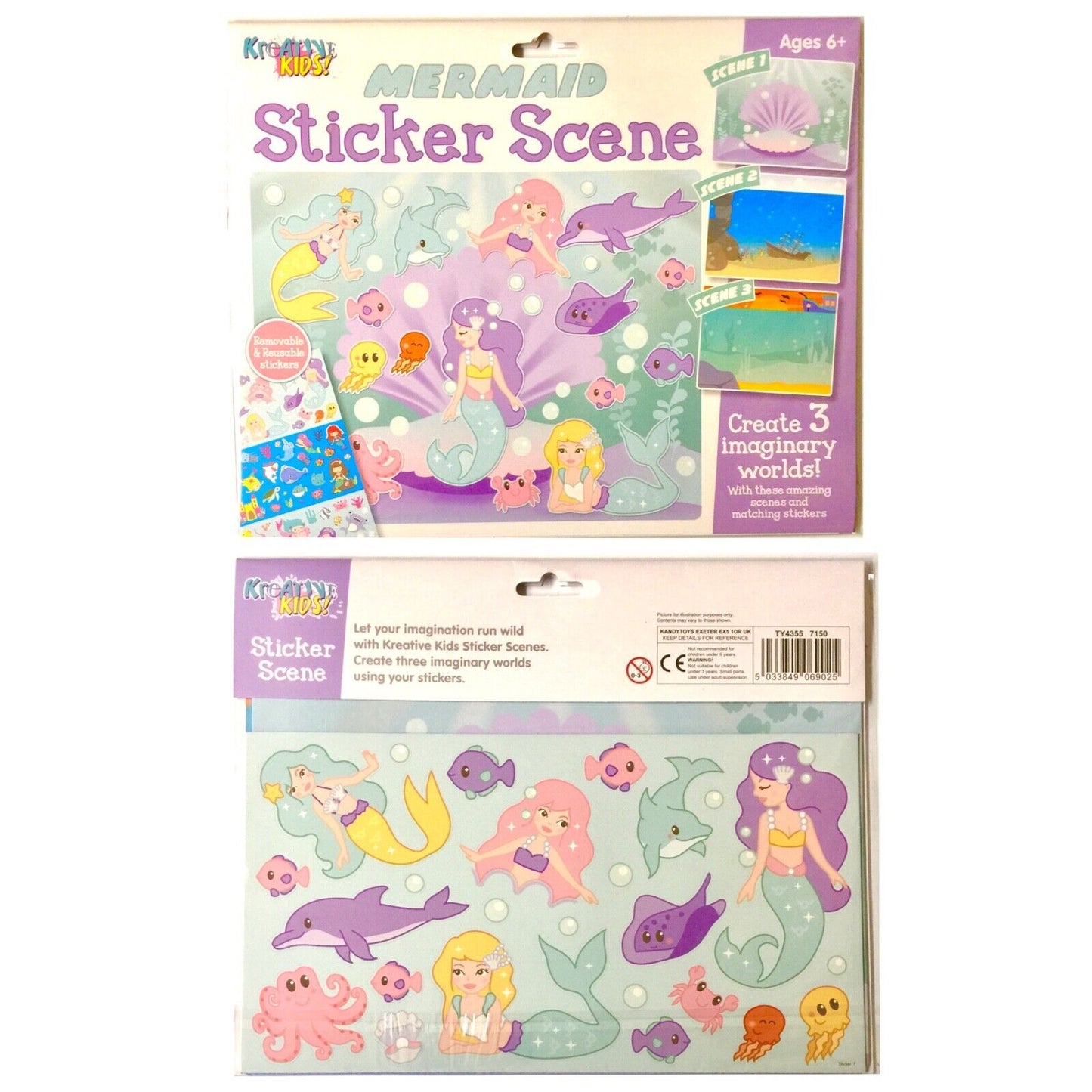 Create Your Own Sticker Scene (3x Scene per Pack) -Pick Between Unicorn, Mermaid