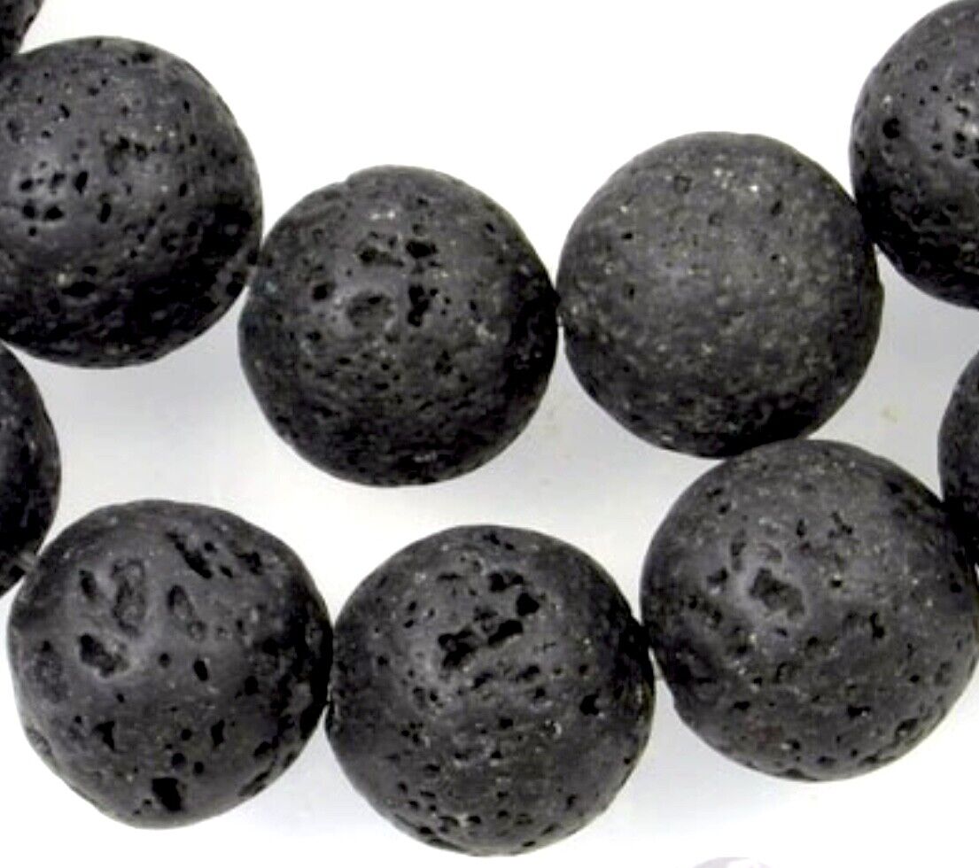 1x Strand Semi Precious Volcanic Black Lava Beads for Jewelry Craft