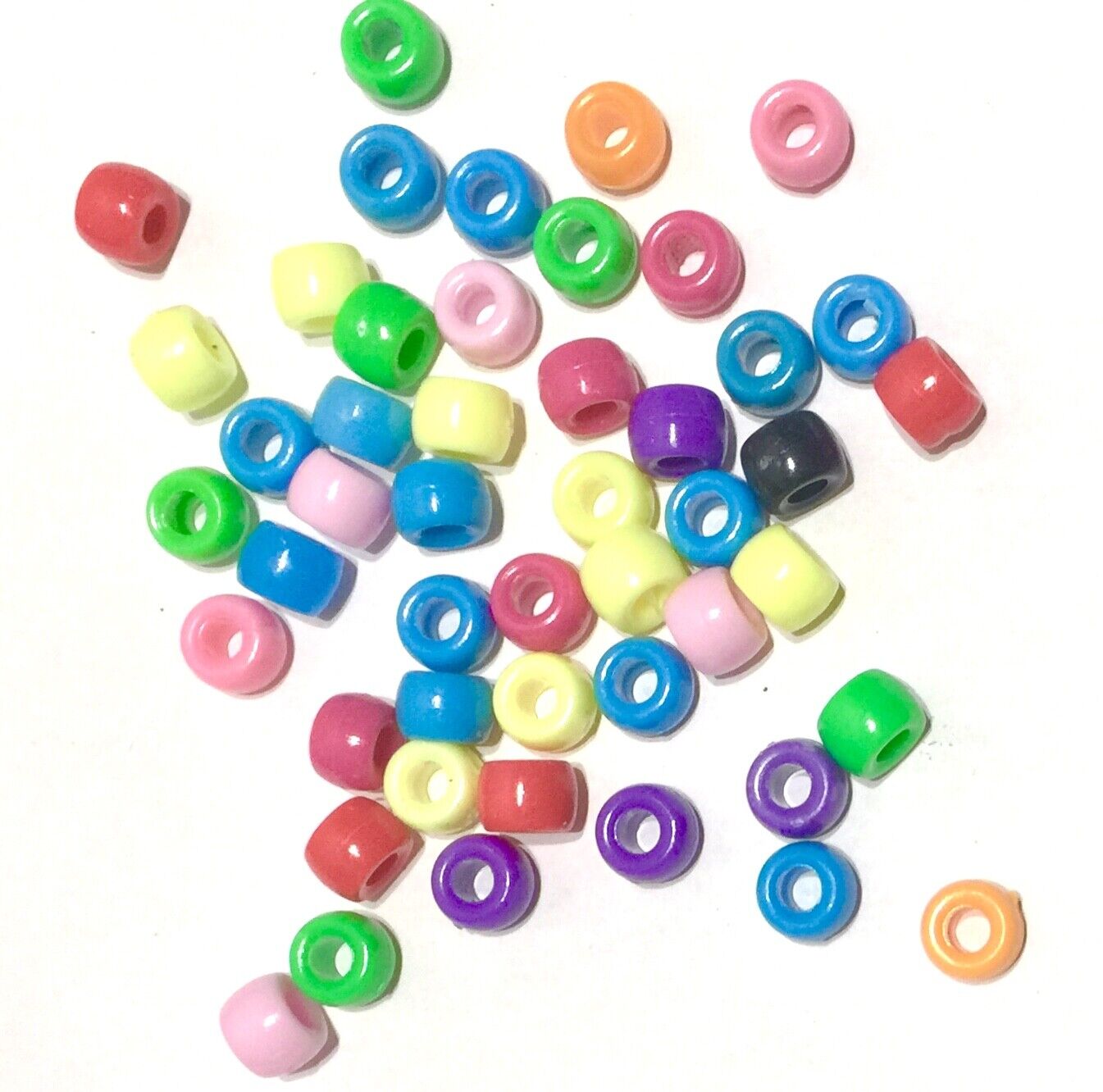 200x Mix Coloured Acrylic Pony Beads - Choose Between Glitter, Opaque, Metallic