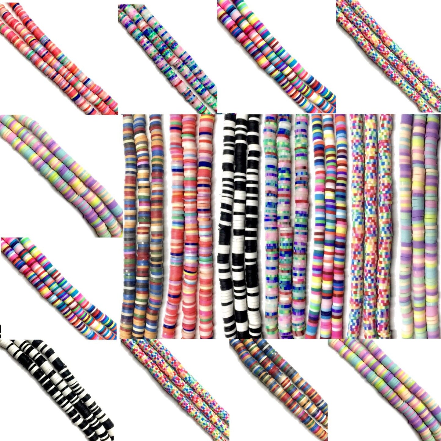 1x Strand Handmade Polymer Clay 6mm Flat Disc Beads (320-400pcs/strand)