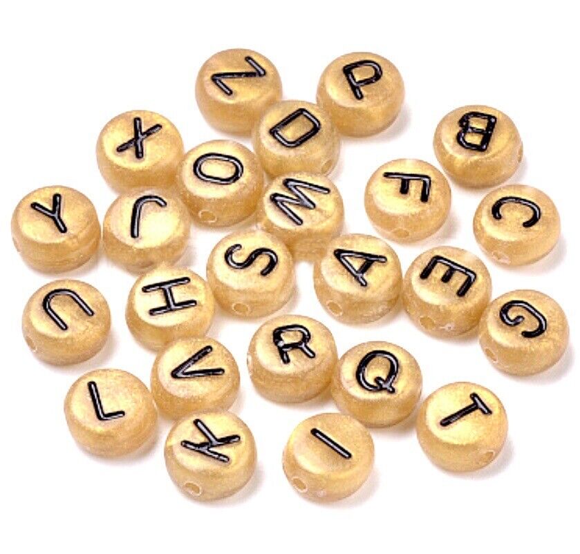 200x English Letter 6mm-7mm Flat Round Beads for Jewellery Making