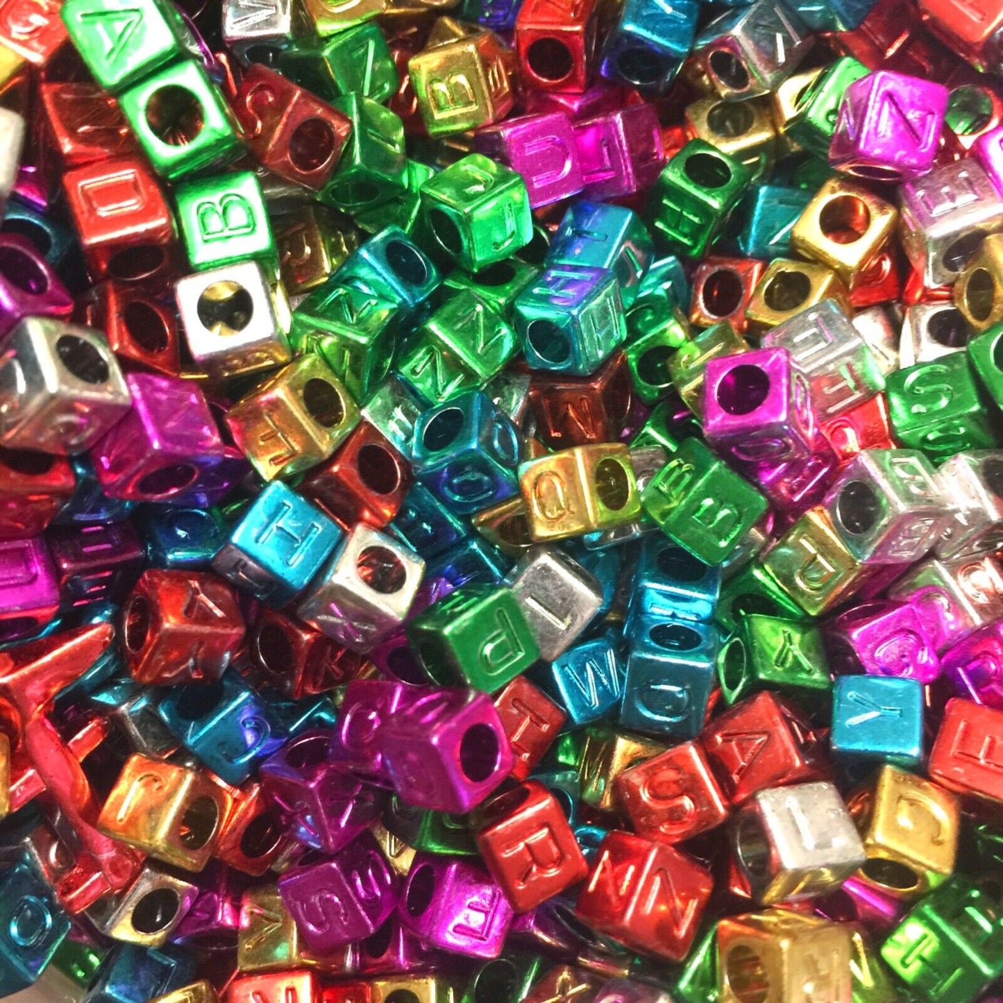200x Cube Letter Acrylic Beads for Jewellery Making - Pick Your Colour