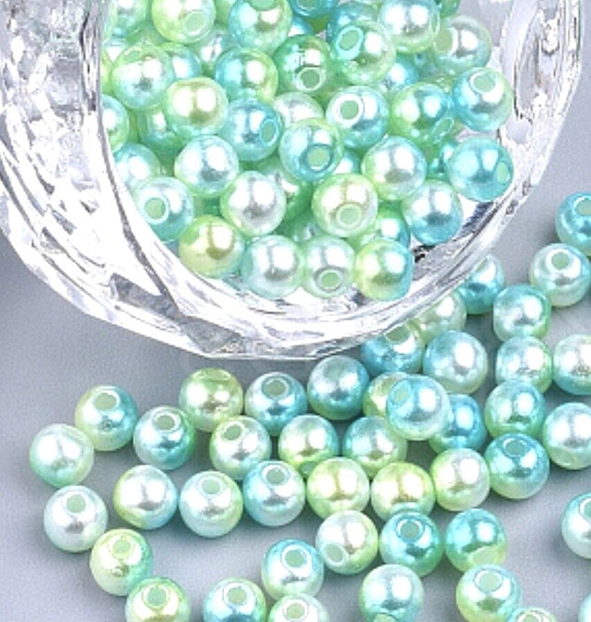 150x 6mm Rainbow Mermaid Faux Pearl Beads for Jewellery Craft Making