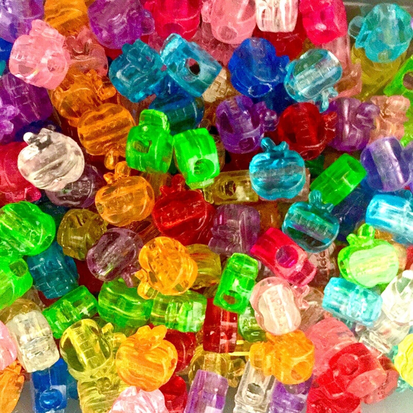 100x Large Hole Crystal Acrylic Multicolour Beads - Choose your Shape