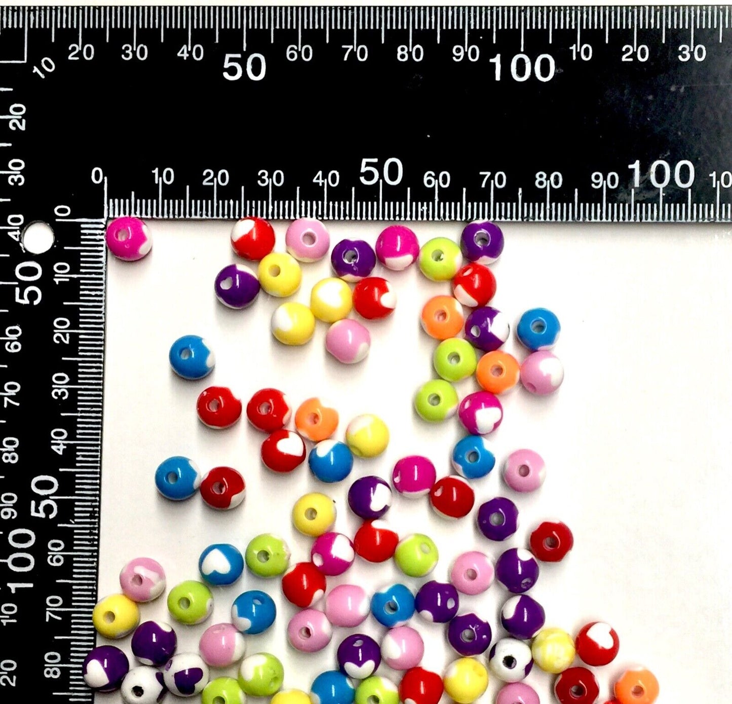 100x Heart Shape and Heart Design Acrylic Spacer Beads - Pick Your Style