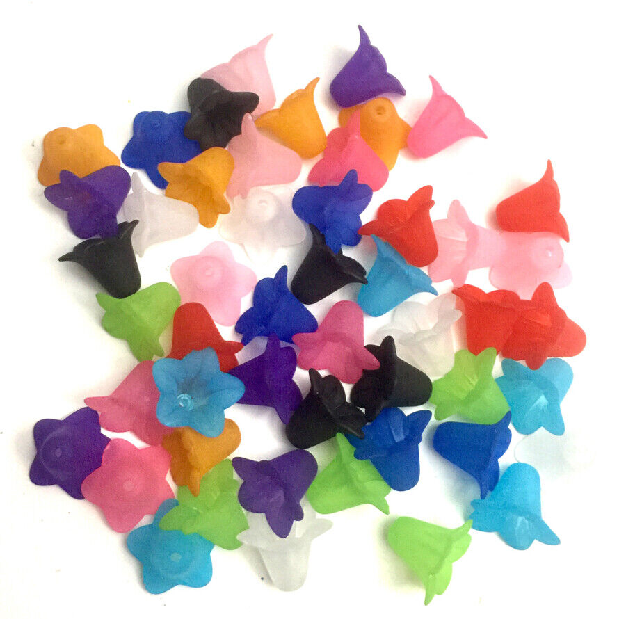 30x Large Frosted or Opaque Acrylic Flower Bead Caps 17x12mm - Pick Your Colour