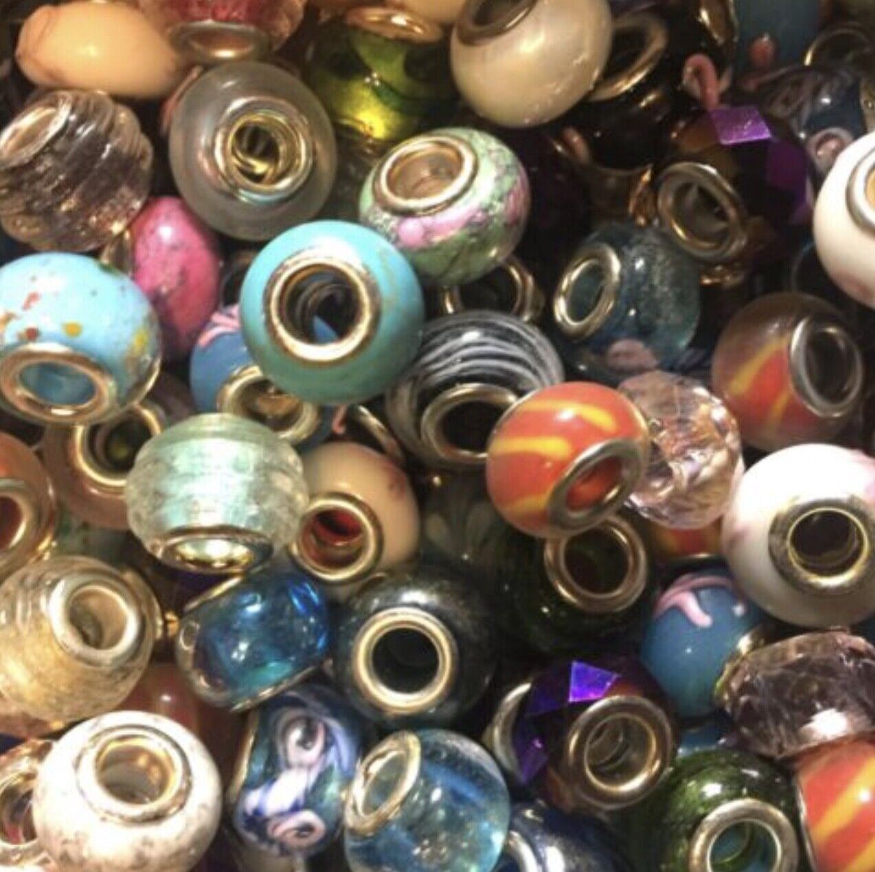 10x Mix Style Acrylic & Resin, Polymer Clay or Glass European Large Hole Bead