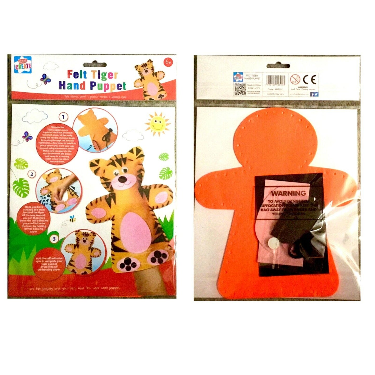 1x Sew Your Own Fabric Felt Animal Hand Puppet DIY Kit