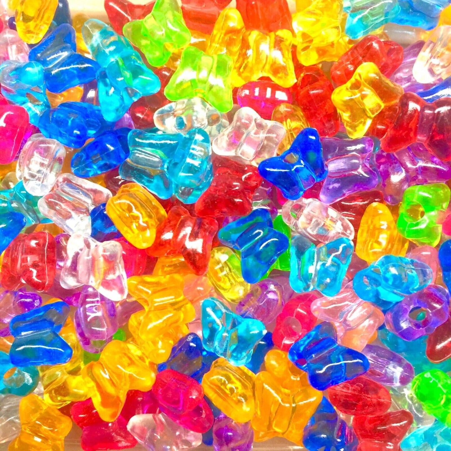 100x Large Hole Crystal Acrylic Multicolour Beads - Choose your Shape