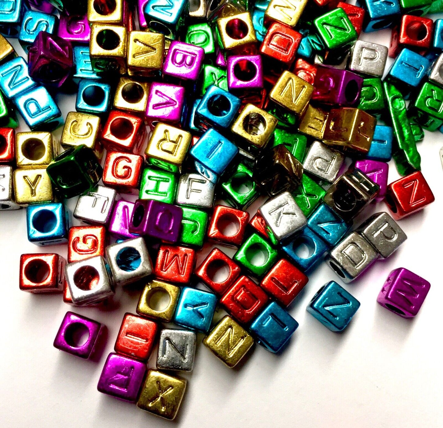 200x Cube Letter Acrylic Beads for Jewellery Making - Pick Your Colour