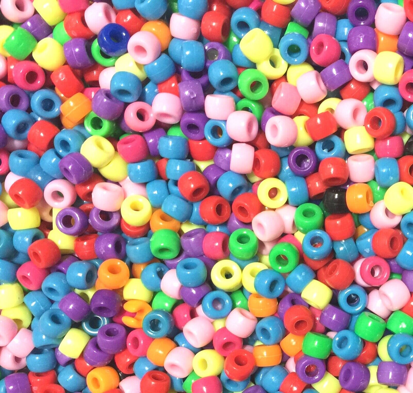 200x Mix Coloured Acrylic Pony Beads - Choose Between Glitter, Opaque, Metallic