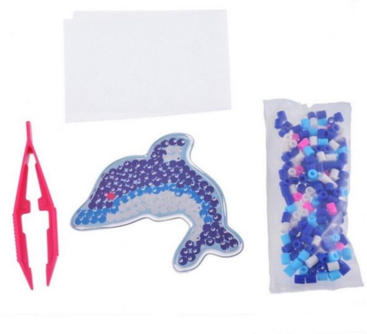 1x Set Mix Design Perler Peg Boards + 500x Multi Colour 5mm Iron On Fuse Beads B