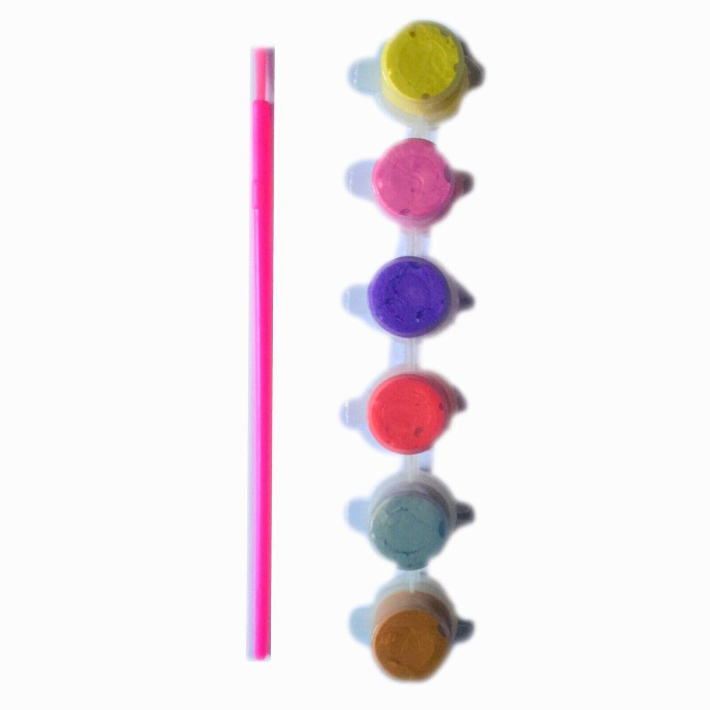1x Set of 6 Mini Acrylic Paint Pots with Brush - 9 Colour Sets to Choose