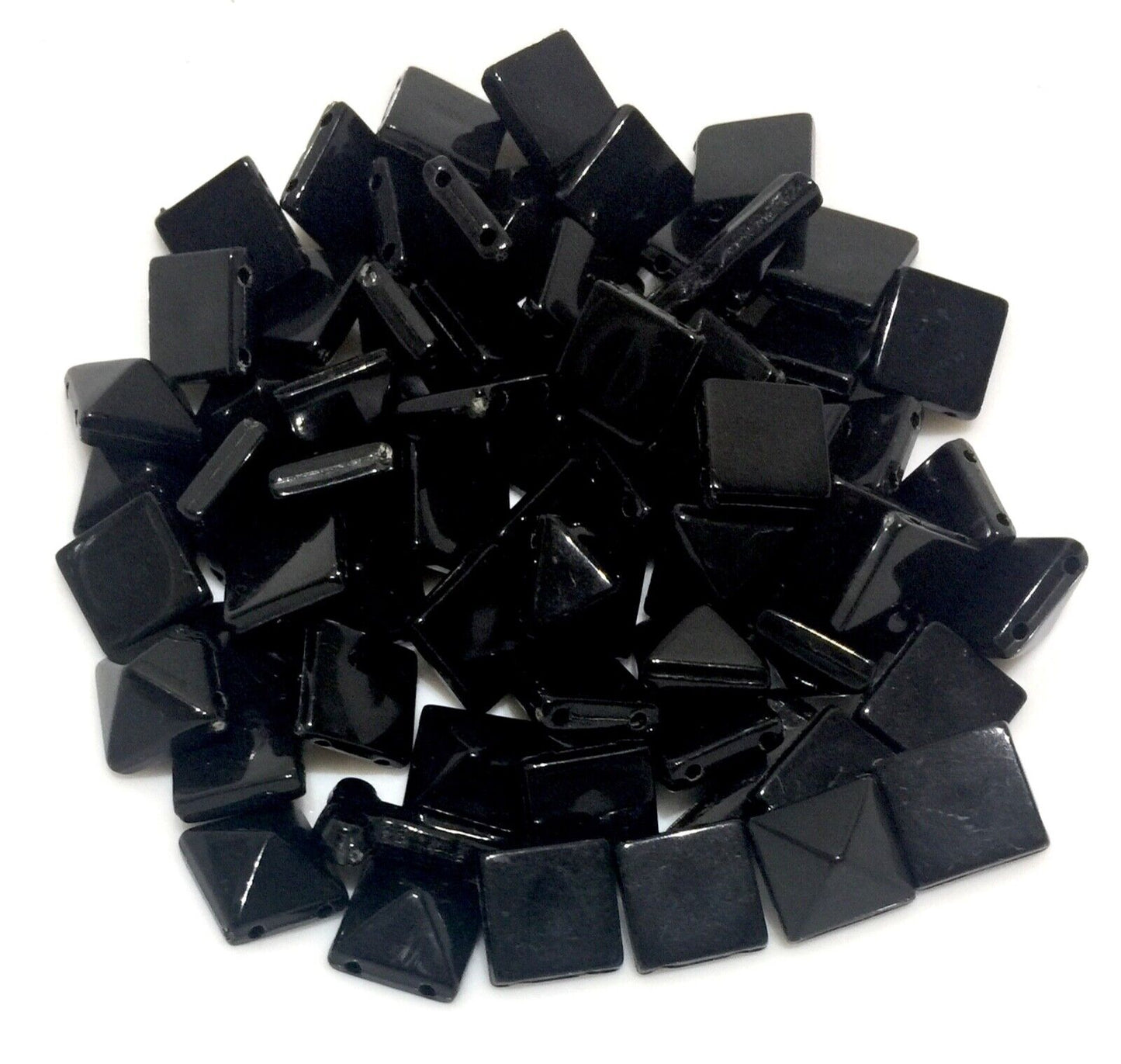 100x Pyramid 10x10mm 2 Hole Flat Back Acrylic Beads for Crafting -Pick Ur Colour