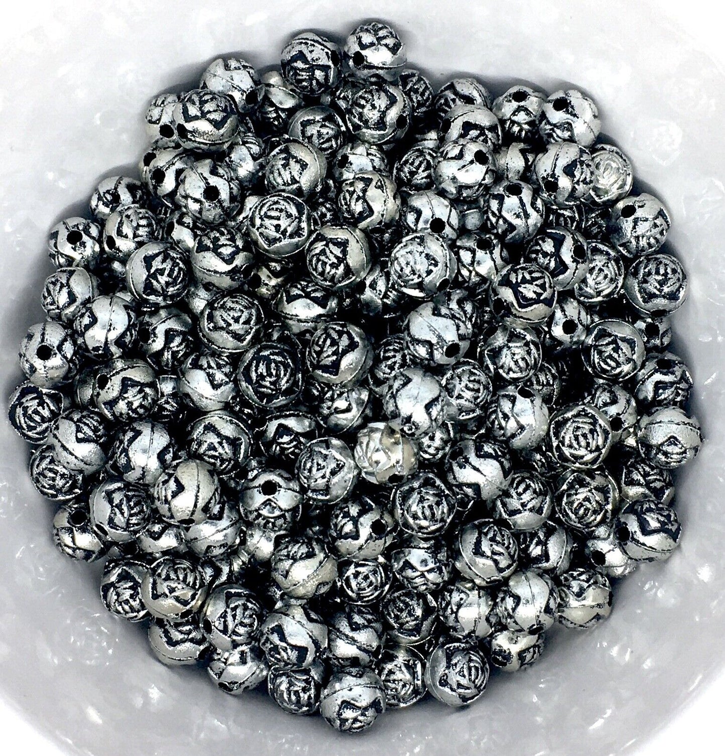 100x Antique Silver Gold Tibetan Style Acrylic Spacer Beads for Jewellery Making
