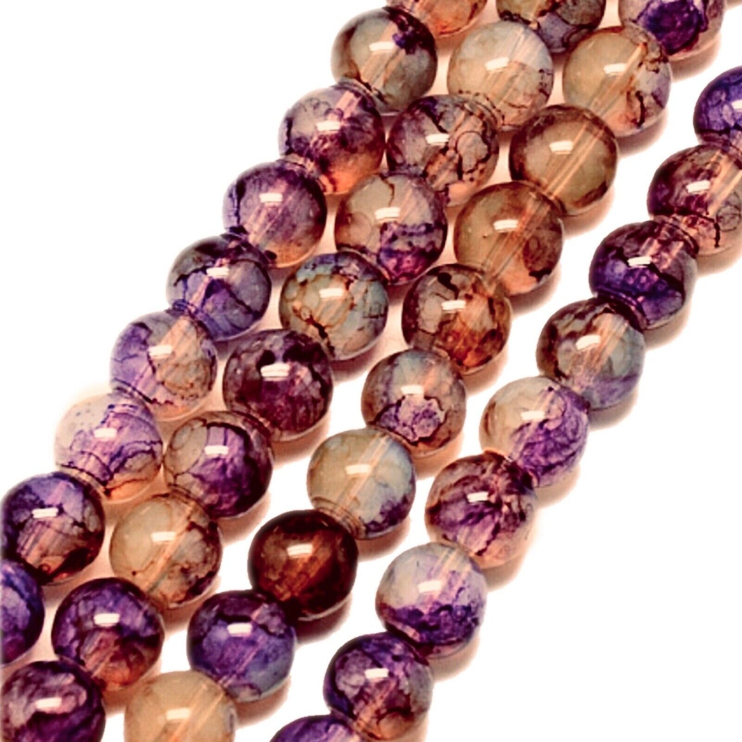 130 pcs 1x Strand Baking Painted 6mm Glass Beads for Jewellery Making Craft