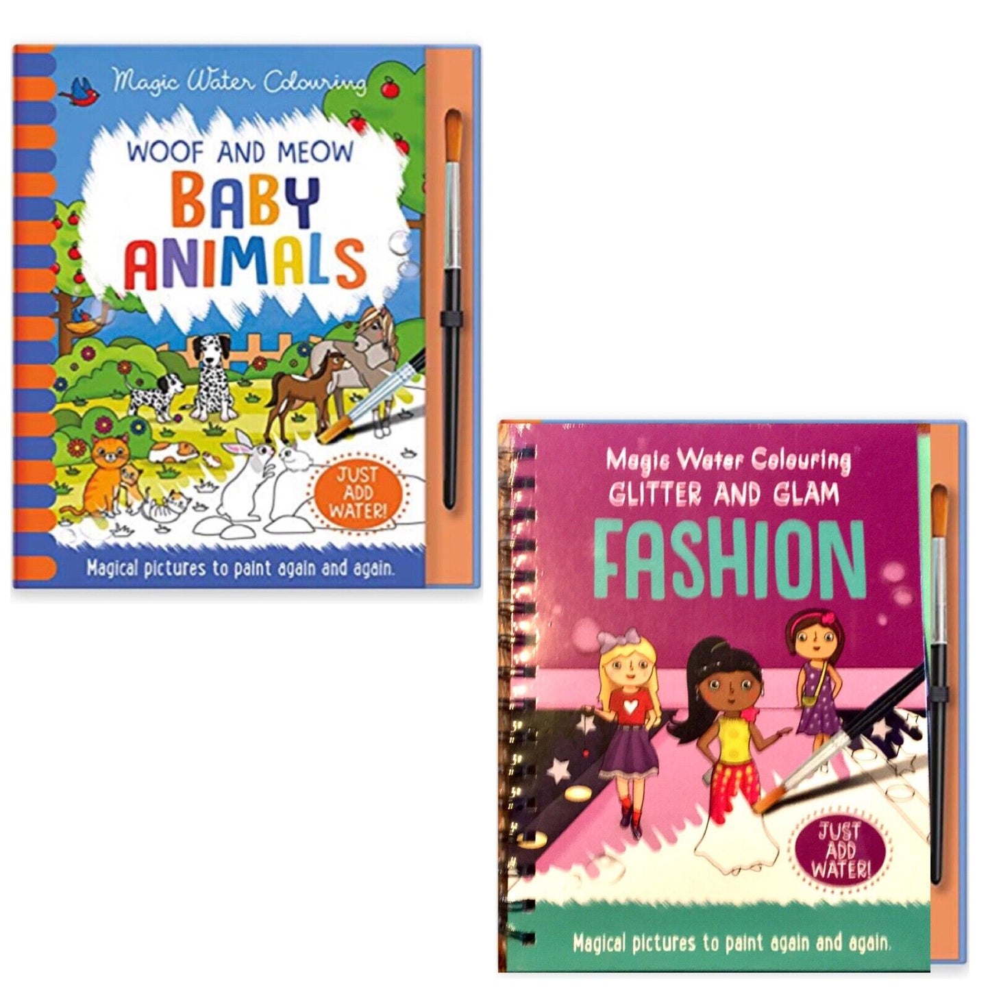Magic Water Colouring Baby Animals or Fashion with Brush