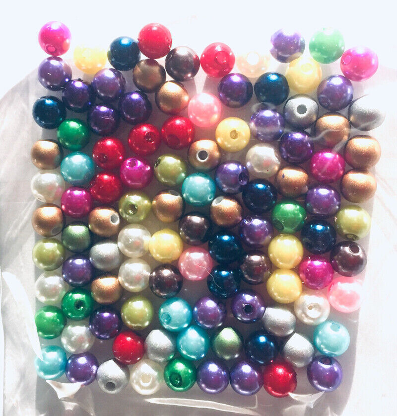 100x Acrylic 8mm Faux Pearl Beads - Choose Your Colour