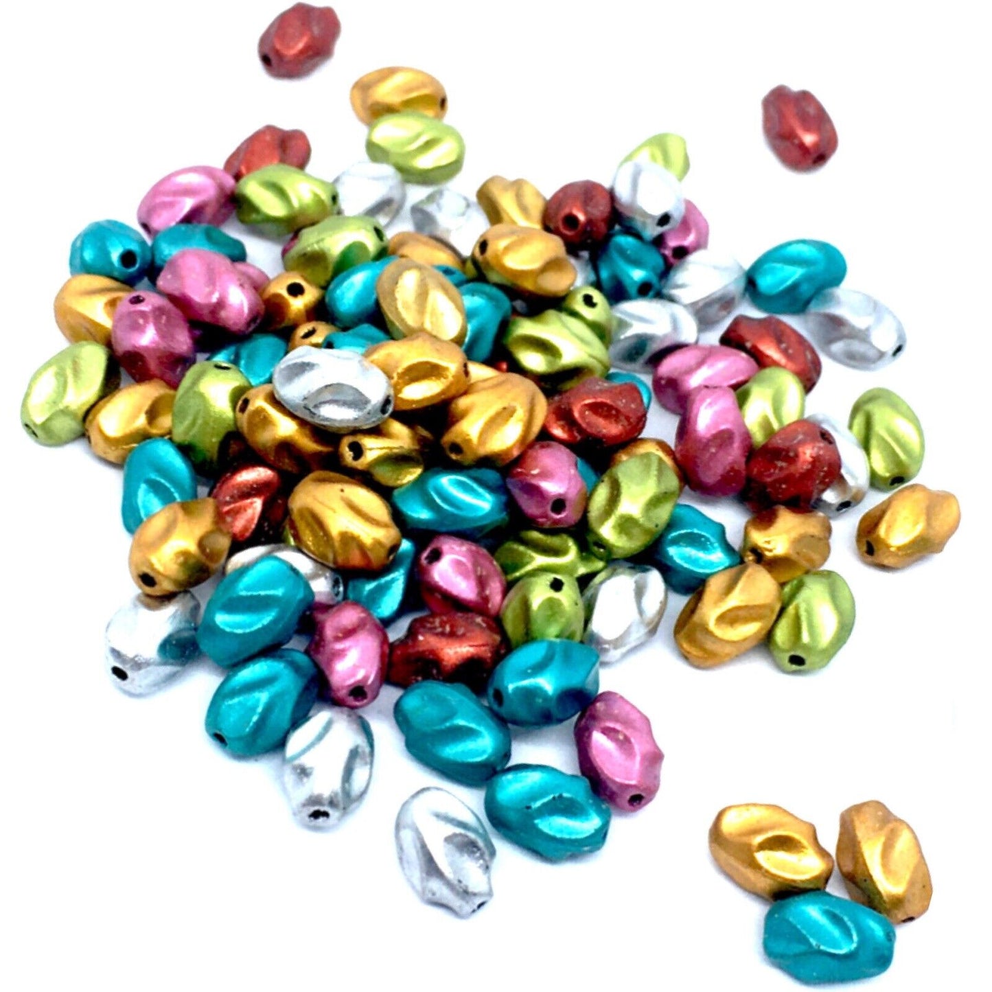 100x Spherical 10mmx5mm Fancy Metallic Acrylic Beads for Jewellery Making