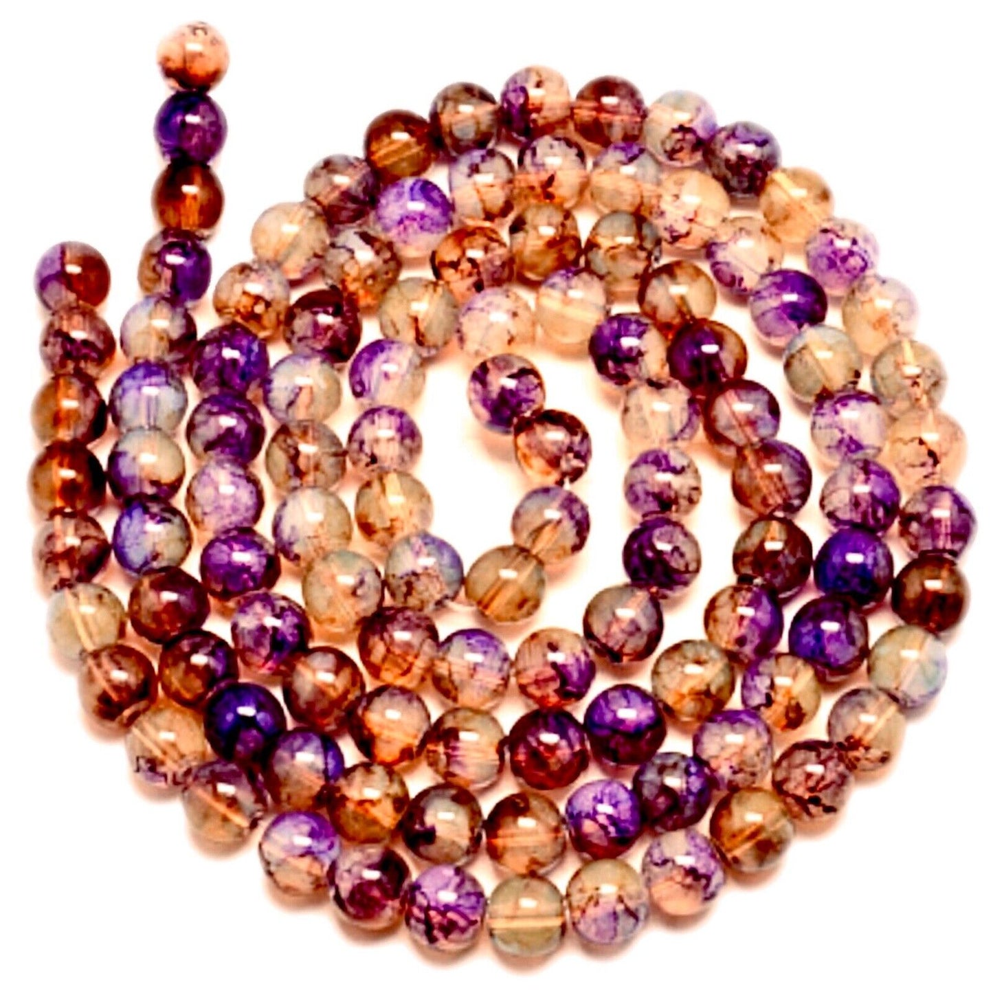 130 pcs 1x Strand Baking Painted 6mm Glass Beads for Jewellery Making Craft