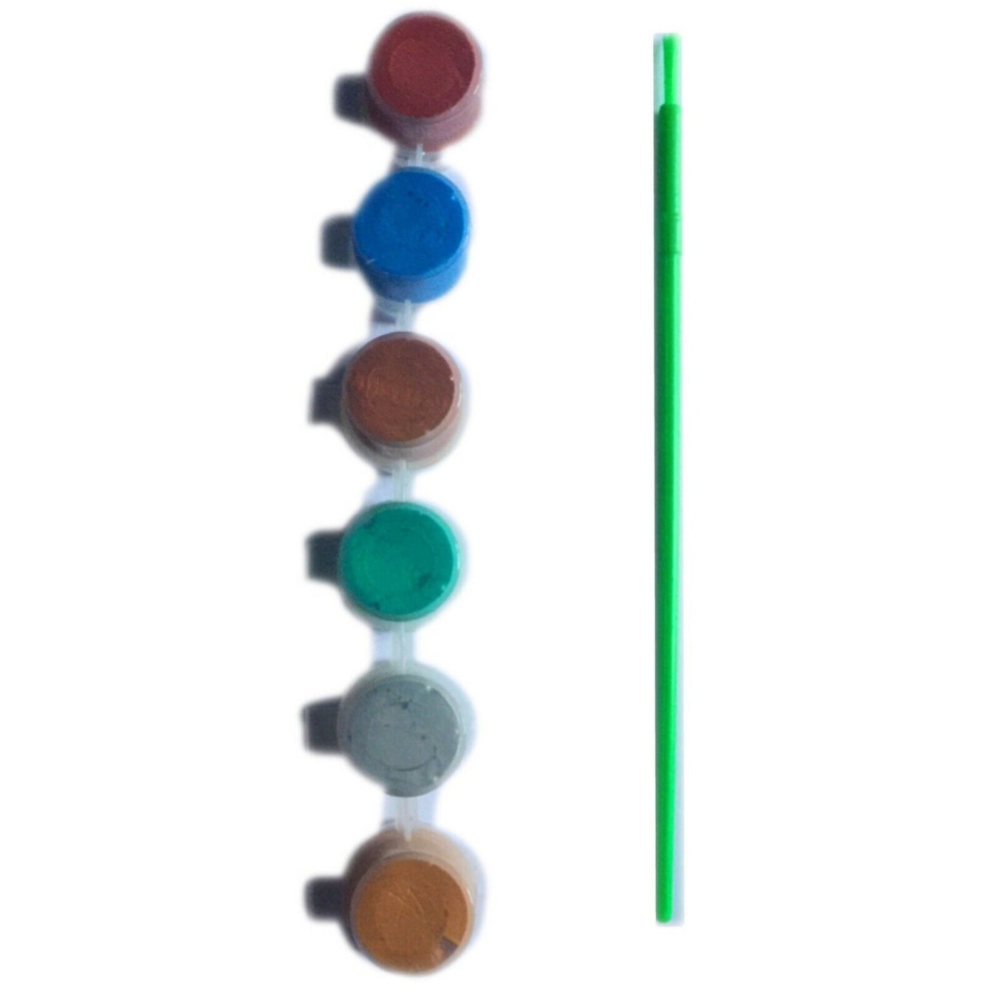 1x Set of 6 Mini Acrylic Paint Pots with Brush - 9 Colour Sets to Choose