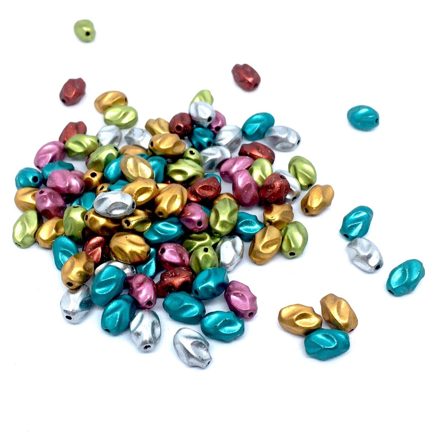 100x Spherical 10mmx5mm Fancy Metallic Acrylic Beads for Jewellery Making
